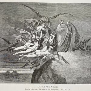 Dore, Divine Comedy, Devils and Virgil, Forgers, Print, Bookplate~ 240707-WH 292